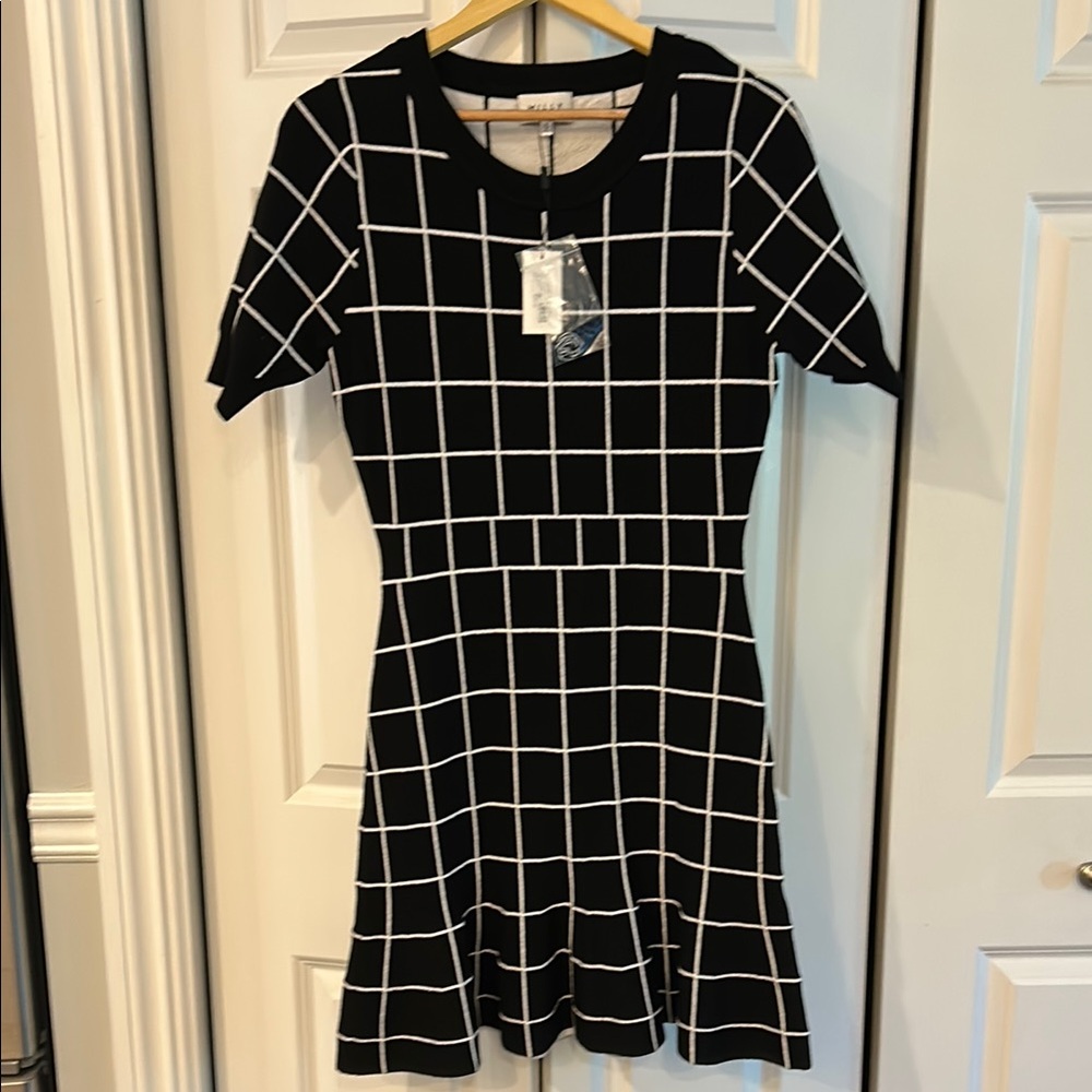 Milly Black and White Checkered Mini Dress